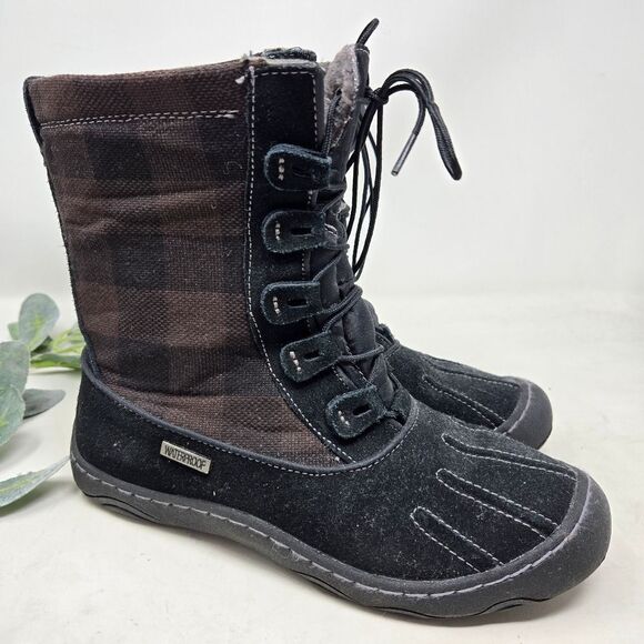 WOOLRICH Plaid Glen Suede Lace Up Boots Size 7M - Picture 1 of 10